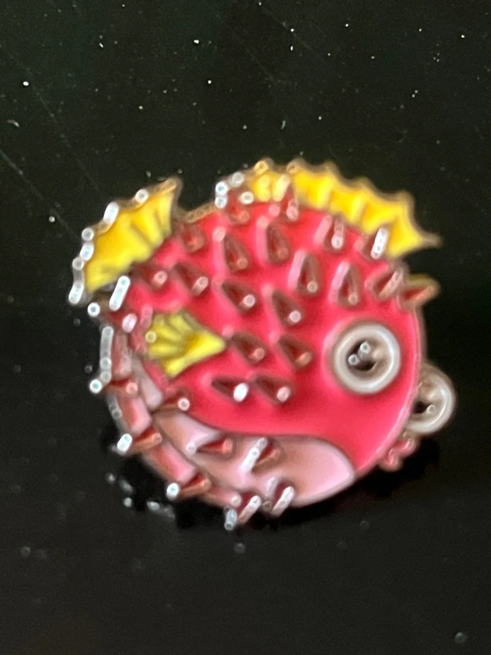 Pink Puffer Fish Enamel Pin by